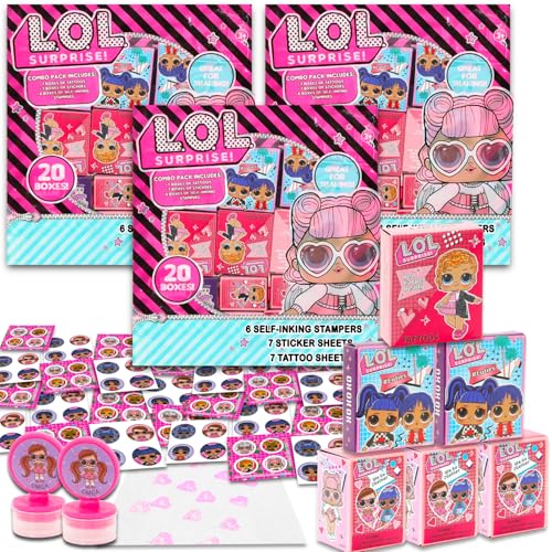 LOL Surprise Lot de 60 boîtes à dragées LOL Surprise avec autocollants, tatouages et tampons...