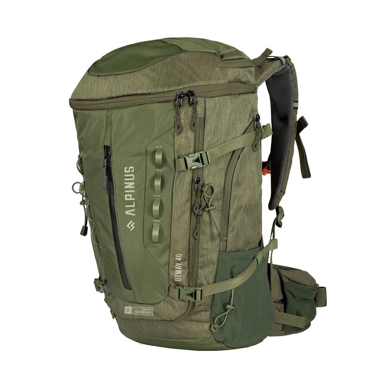 Alpinus - Plecak turystyczny Otway 40 L, plecak sportowy i outdoorowy, trekkingowy o solidnych, wodoodpornych właściwościach, ergonomicznie uformowany - oliwkowy
