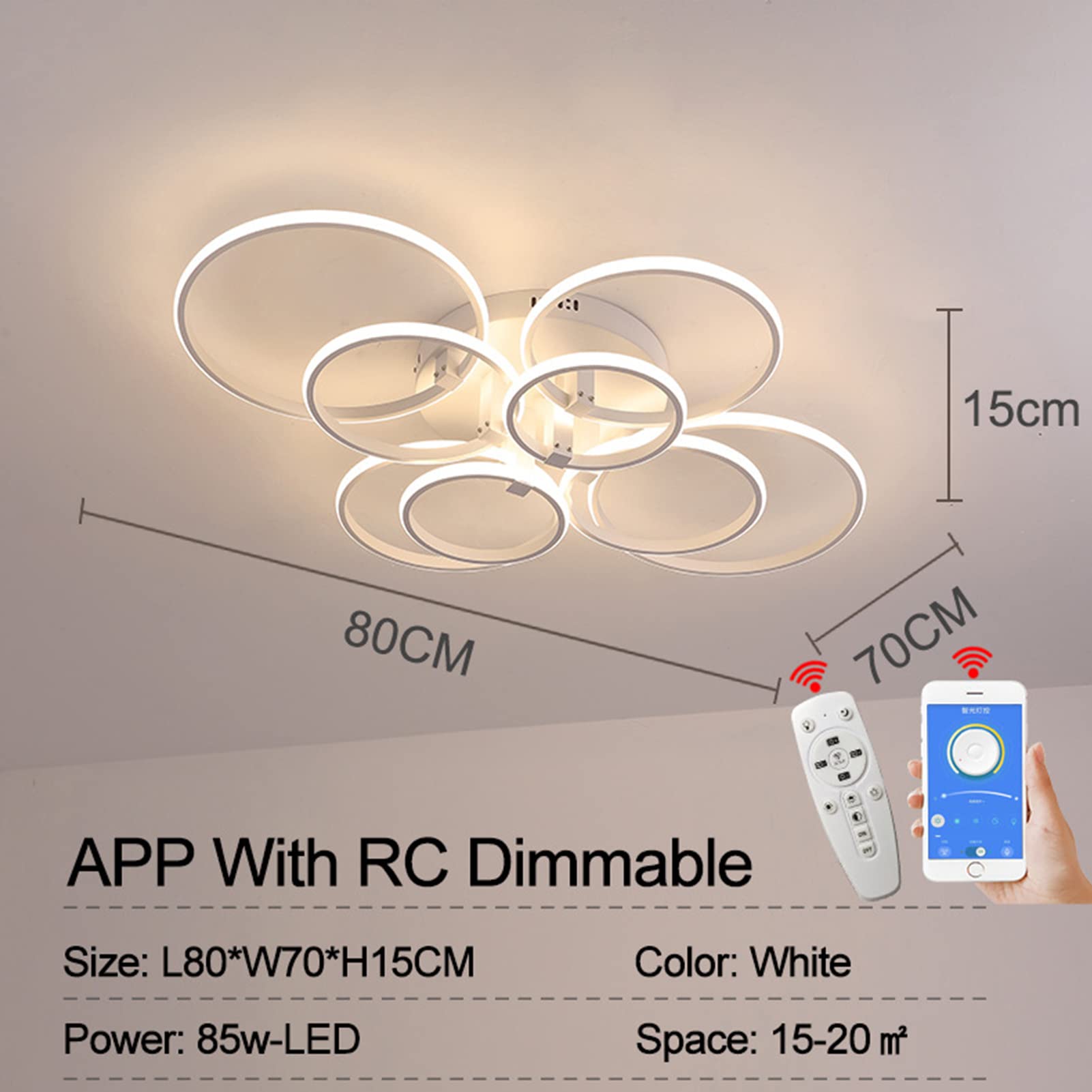 Lampa wisząca,Nowoczesna lampa sufitowa z możliwością ściemniania, lampa sufitowa LED do montażu podtynkowego, oprawa oświetleniowa Nordic 4/6/8 z okrągłą geometrią z pilotem, elegancki żyra
