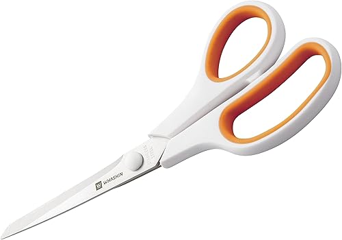 Tijeras de dos tonos (705) - Tijeras multiusos, ultra afiladas, agarre suave, costura de acero inoxidable, agarre cómodo de TPR, tijeras de