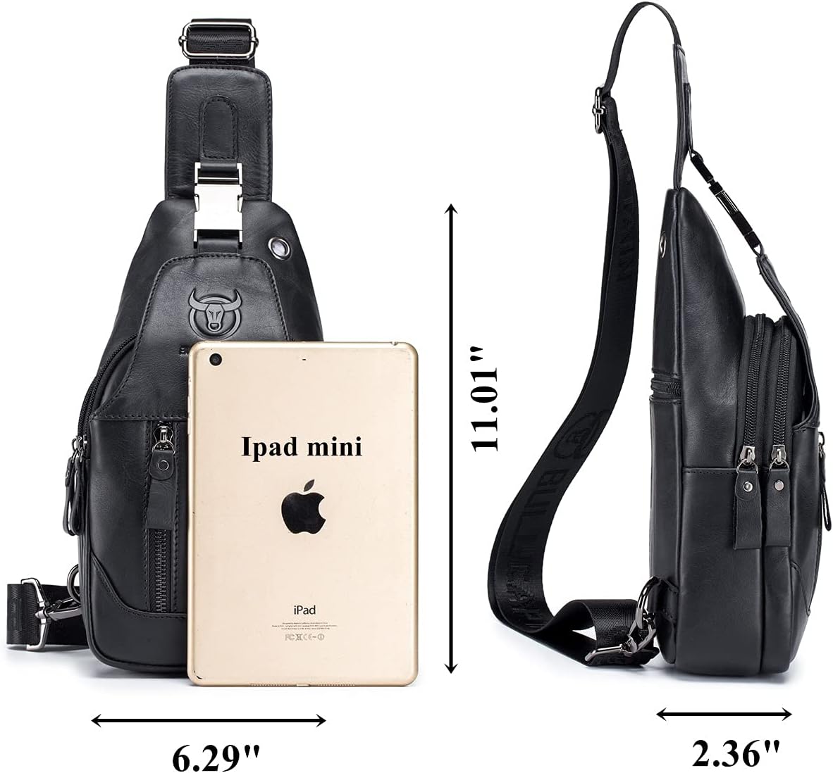 BULLCAPTAIN Genuine Leather Men Sling Backpack Multi Pocket Crossbody Chest Bags Travel Hiking Daypack - Image 4