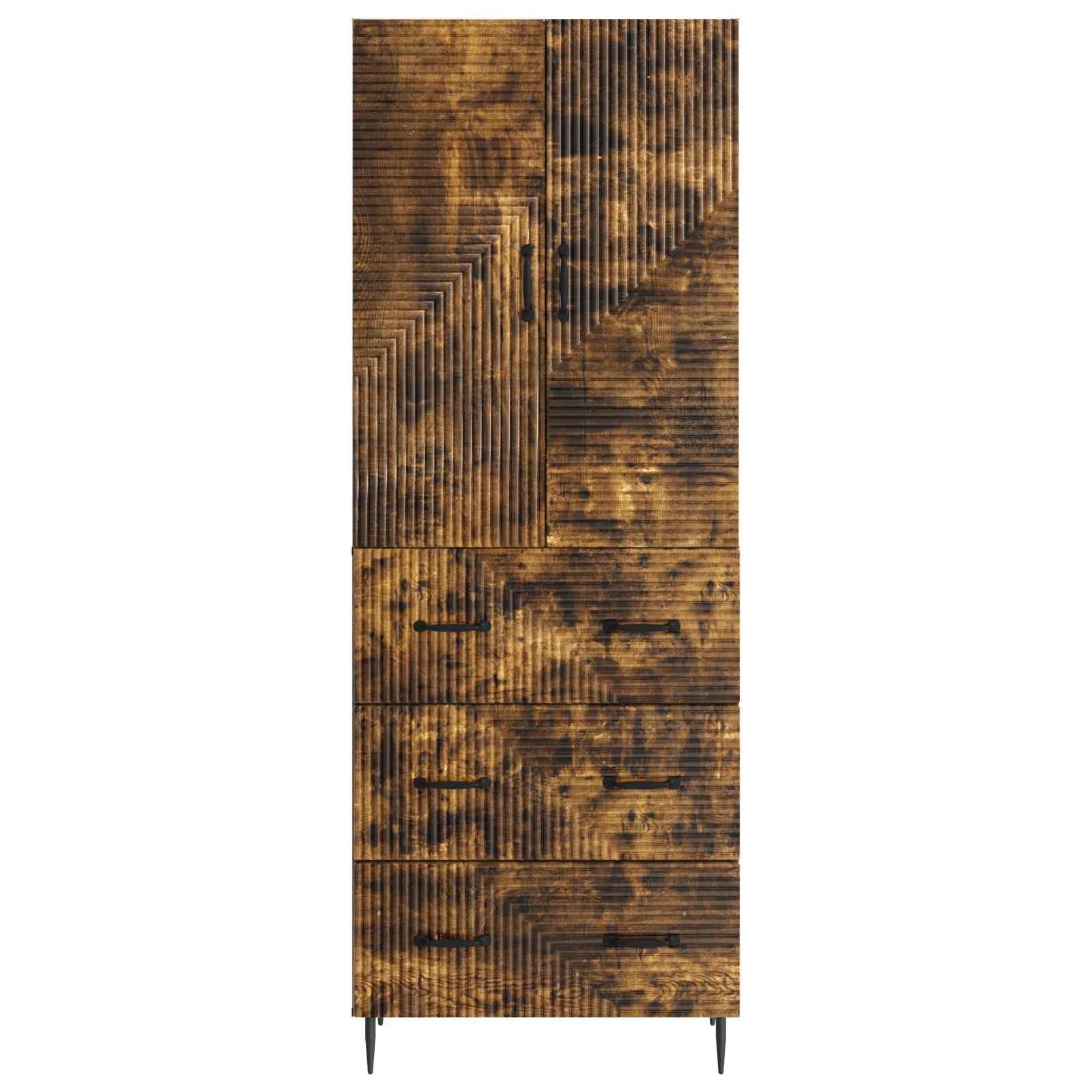 Set di 2 armadietti portaoggetti, in rovere affumicato, 66 x 34,5 x 90 cm, con cassetto e mensola, versatile per ufficio, guardaroba, attrezzi, scaffale e scorta