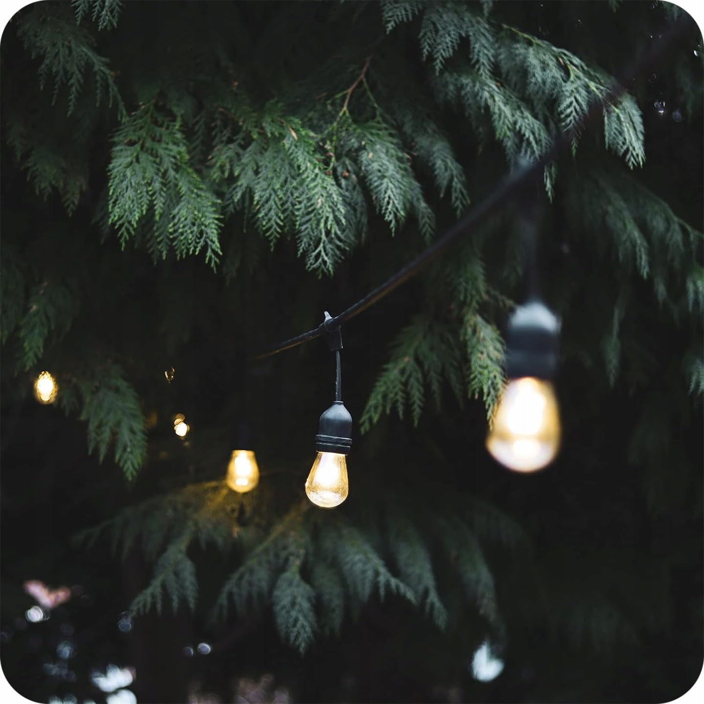 KRUMAD Cadena de luces LED para exteriores de 20 metros, E27, bombillas de luz cálida 2700K, resistente a la intemperie, cadena de luces para exteriores IP44 para jardín, balcón, terraza, decoración