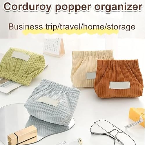 Miniatura 5 de Organizador elástico de pana para corbatas de pelo, bolsa de maquillaje, bolsa de maquillaje de pana con cremallera grande para bolso, organizador