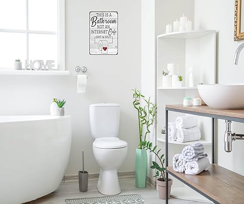 Miniatura 6 de Letrero Gracioso y Sarcástico para Decoración de Baño, Letrero de Inodoro con Texto «This Is A Bathroom Not An Internet Cafe Quotes», Arte de Pared