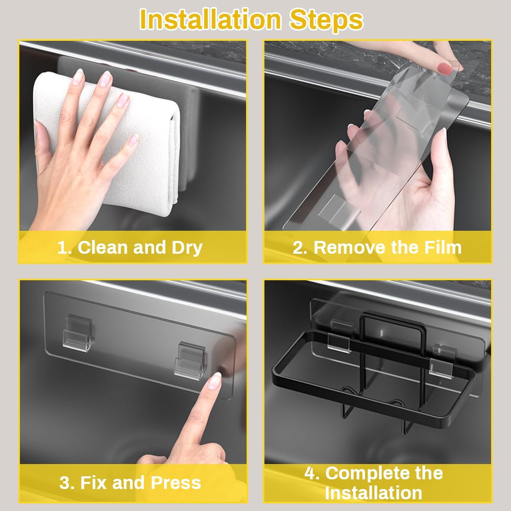 Organizador De Esponjas Para Fregadero - Acero Inoxidable, Con Base Adhesiva, Drenaje Rápido, Para Cocina Y Baño