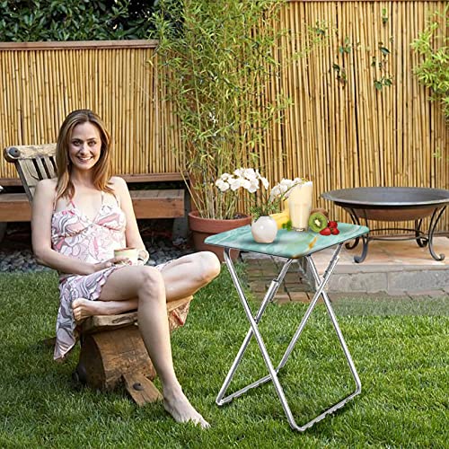 Image of Garden 4 you Folding TV Tray Table,TV Dinner Table with Sturdy MDF Top,Eating Trays for Living Room with No Assembly Required, 2PCS (Sea Blue)