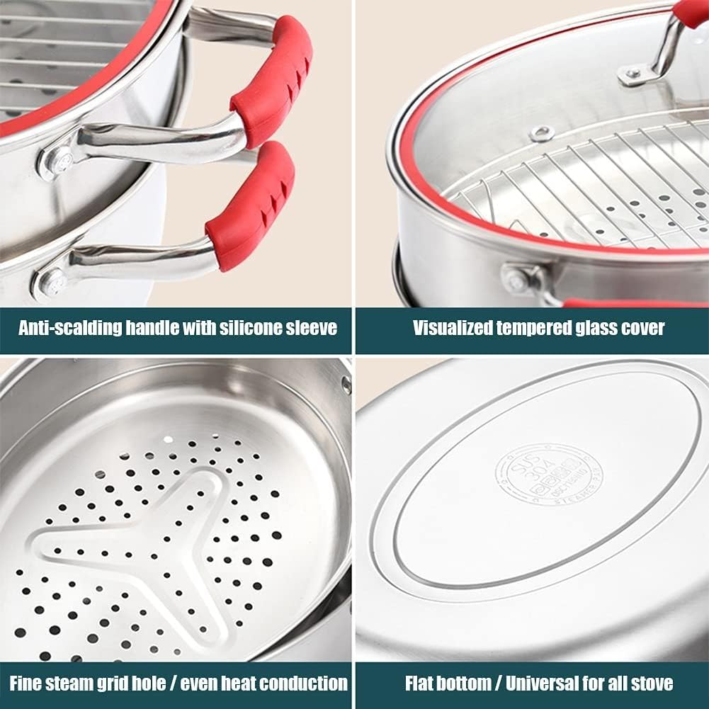 Forma Ovale 38 Cm Pentola A Vapore Pesce, Vaporiera Professionale Acciaio Inossidabile, Multifunzione Strumento da Cucina Universale per Fornelli A Induzione, Fornelli,B