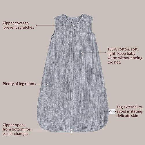 Miniatura 9 de PRIMLECT Manta portátil para bebé, 100% muselina de algodón orgánico, saco de dormir para bebés (arco iris, L)