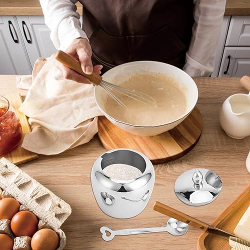 Miniatura 3 de Azucarero con tapa y cuchara, contenedor de azúcar, tarro de condimentos de acero inoxidable para encimera de cocina, barra de café, dispensador de