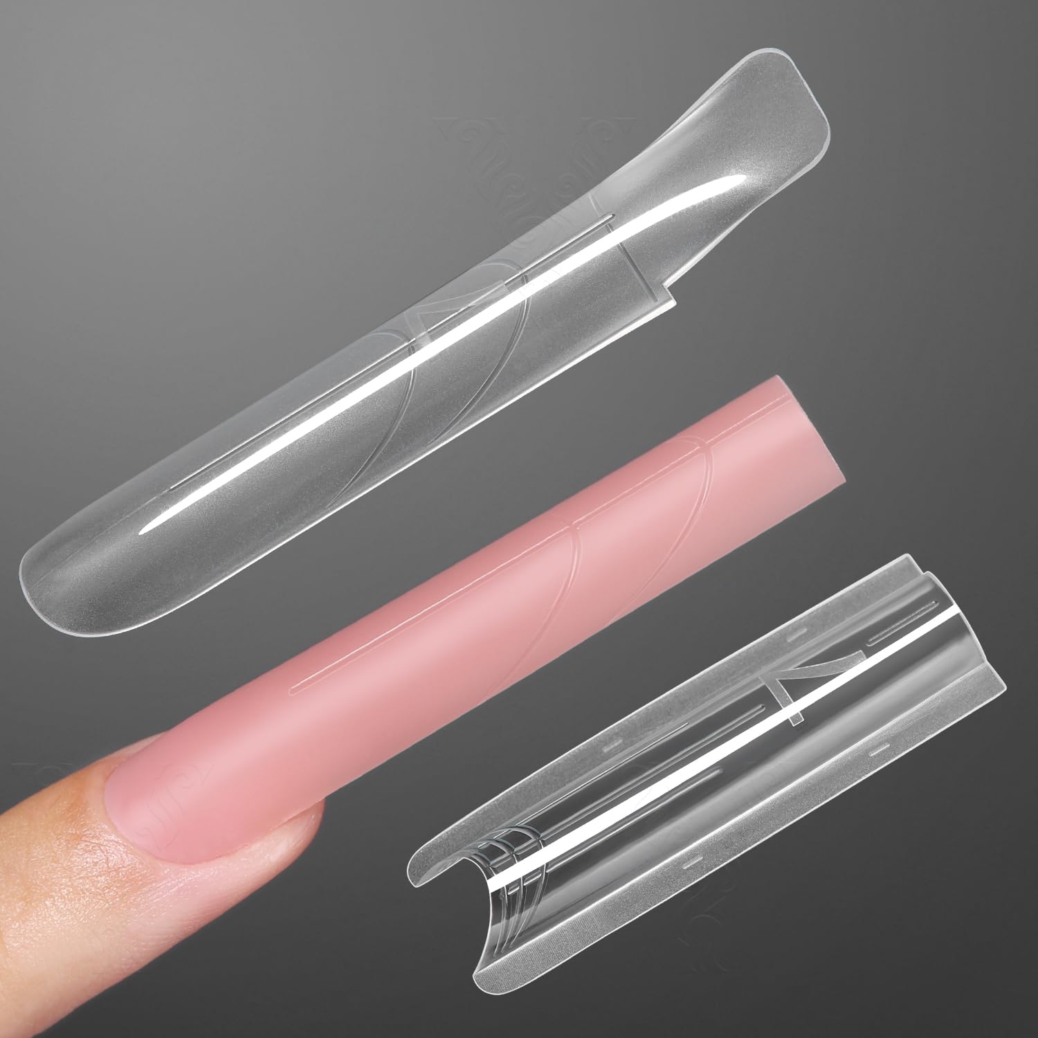 YOKEFELLOW Dual Nail Forms Sandwich Nagel Formen Dual 240 Stück transparente Nagelverlängerung Verlängerung Nagel Gel Formen Set für Polygel Extension Nagelkunst Salon(W556-Langes Quadrat)