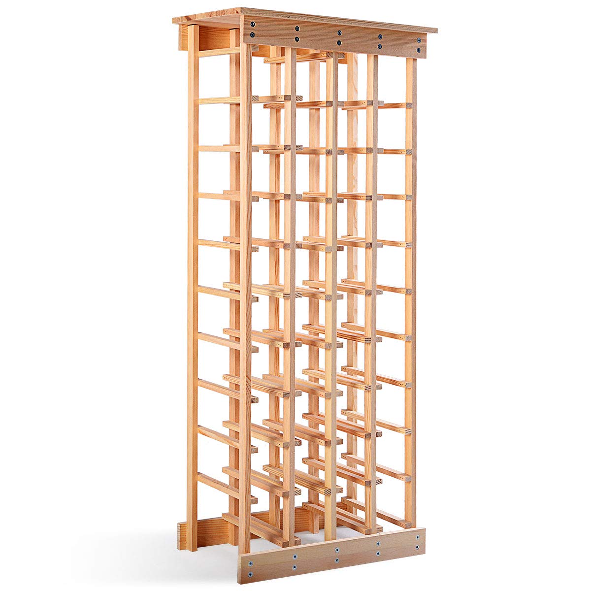 GYMAX Portabottiglie di Vino, Scaffale Porta Vino per 40 Bottiglie, Cantinetta Vino in Legno di Pino, 46,4 x 27,6 x 113 cm