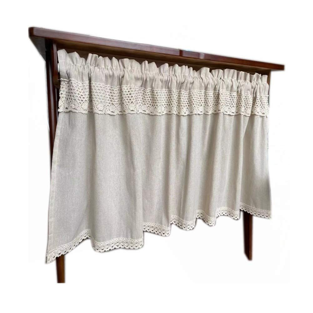 ZHDWM Simplicity Cotton and linen Short Curtains Semi-shading With hollow stitching Half Curtains soft Breathable Tier Curtains for living room bedroom Children's room etc