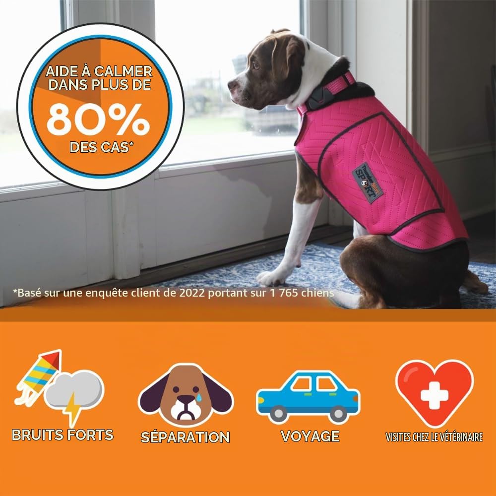 ThunderShirt Gilet apaisant pour Chiens, soulage l’anxiété, Style Sportif, Taille L, Rose Fuchsia