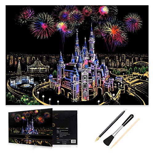 H HOMEWINS Scratch Paper Dibujos de Rascar Manualidades Rascar Pintura Cojín del Doodle del Arte 405 × 285 mm Papel de Borrador Arte del Rasguño Artesanía Creativa Cover
