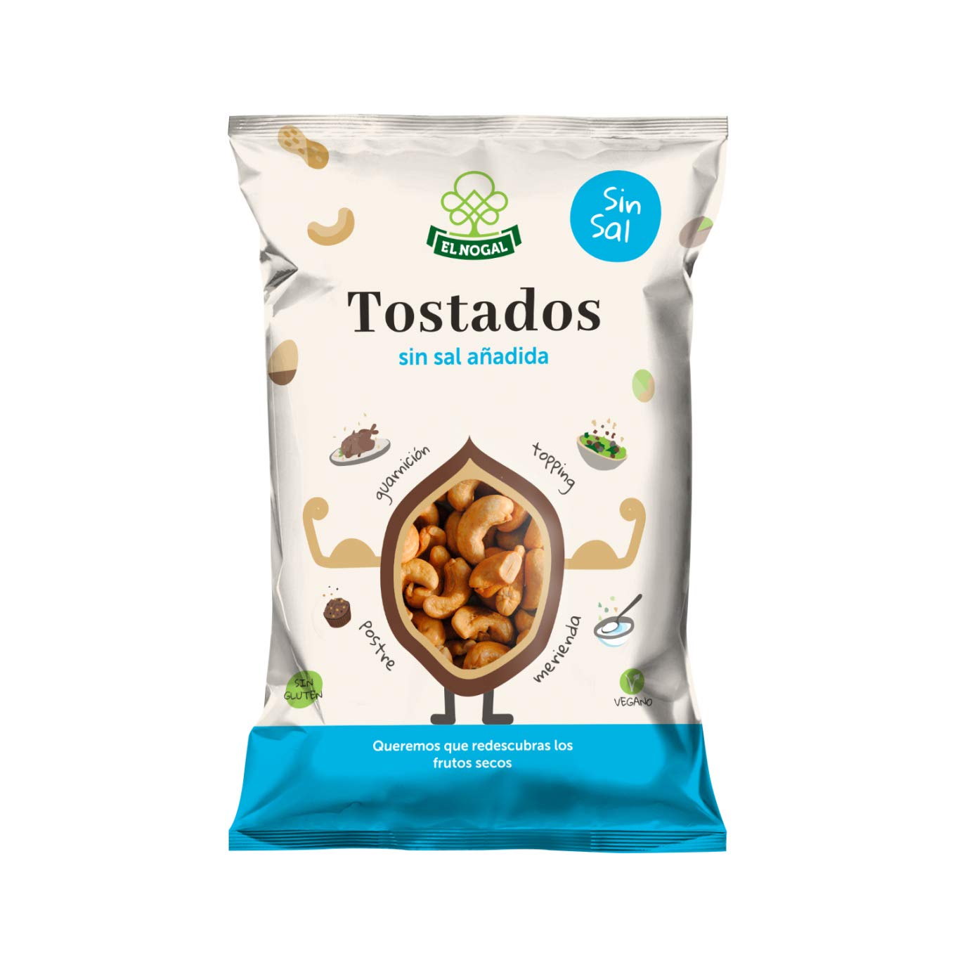 EL NOGAL Frutos Secos Anacardo Tostado Sin Sal Bolsa, 100 G