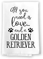 Vista 1 de Honey Dew Gifts Toallas divertidas, All You Need is Love and a Golden Retriever, toalla de cocina, decoración de cocina, toalla de cocina multiusos