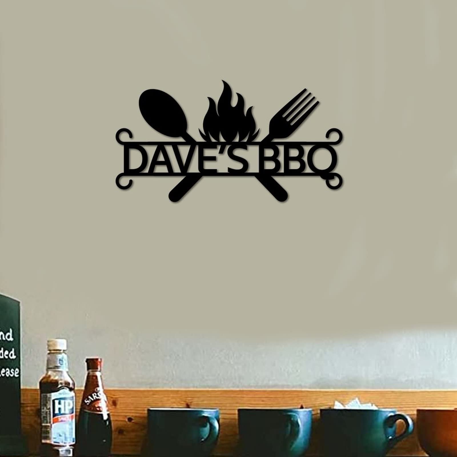 Gepersonaliseerd achtertuin BBQ metalen bord buiten metalen bord, Familie BBQ metalen bord BBQ decor cadeau voor hem BBQ feest decor gepersonaliseerd man bord barbecue buiten thuisdecor vader cadeaus