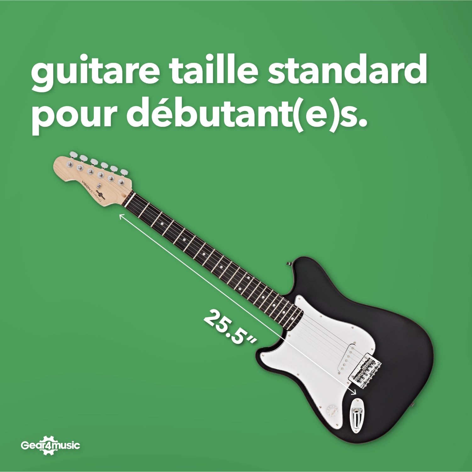 VISIONSTRING Kit Guitare Electrique pour Gaucher Adulte et Débutants avec Ampli 10W et Accessoires - Pack Complet Noir