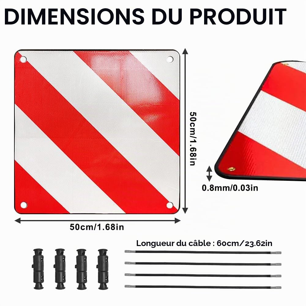 Panneau Signalisation Porte Velo, 3 en 1 Panneau D'Avertissement Italie et Espagne, 50 X 50 cm Aluminium Panneau Avertissement Porte Vélo avec 4 Sangles de Serrage pour Porte Vélo Arrière Camping-Car