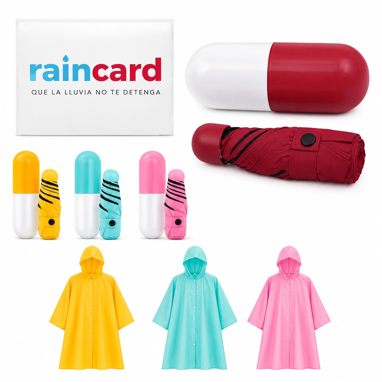Capsule Umbrella with 3 Disposable Raincoats Combo Pack | Mini Pocket Travel Umbrella with Waterproof Carry Case | Emergency Rain Protection Kit for Men, Women & Kids-image-9