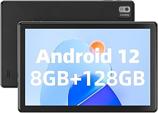SGIN Tablet with 10.1 Inch Android 12 Tablets, 8GB RAM 128GB ROM with 1980 * 1200 IPS Display， Octa-Core A133 1.6Ghz Processor, 5MP + 8MP Camera, Bluetooth 4, WiFi, 5000mAh, GPS (Black)