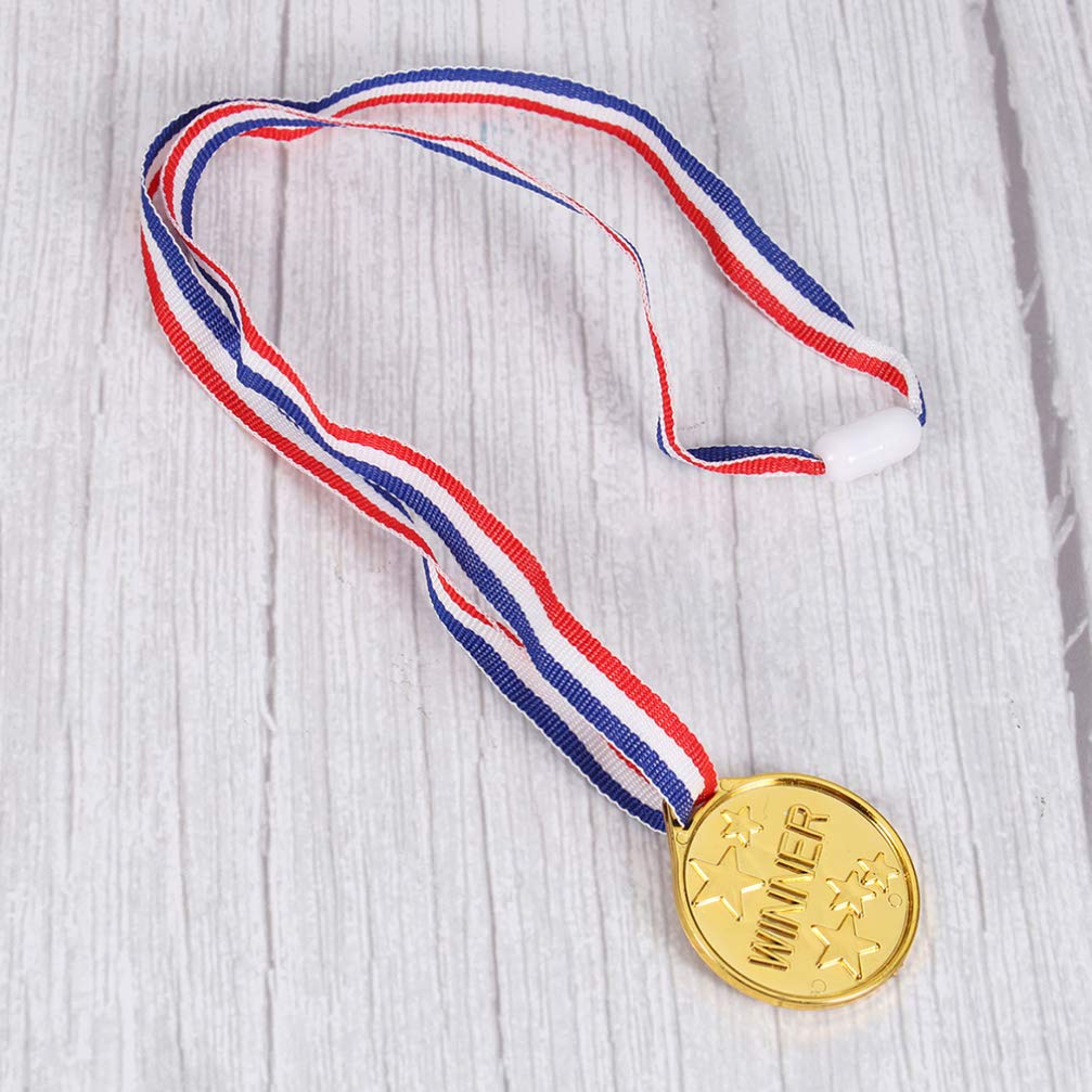 Médaille D'or En Plastique, 12 Pièces Médailles Gagnant Pour Enfant Thème Sport Day Anniversaire