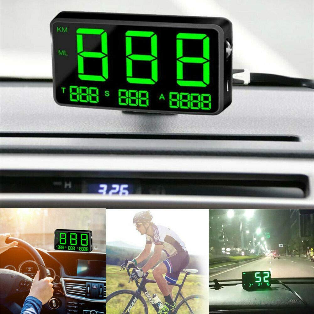 Riloer Compteur de vitesse GPS numérique Voiture Head Up Display MPH Alarme de survitesse Coffre-fort Universel, Compteur de vitesse GPS, Plug & Play