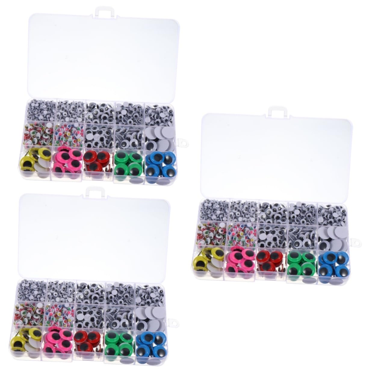 Housoutil 3 Set Occhi Giocattolo di Plastica Occhio Googly Adesivo Forniture Appiccicoso Occhi Mobili Rotondi in Plastica Occhi Mobili di Plastica Colorati Finti Occhi Mobili 1500 Pezzi*3