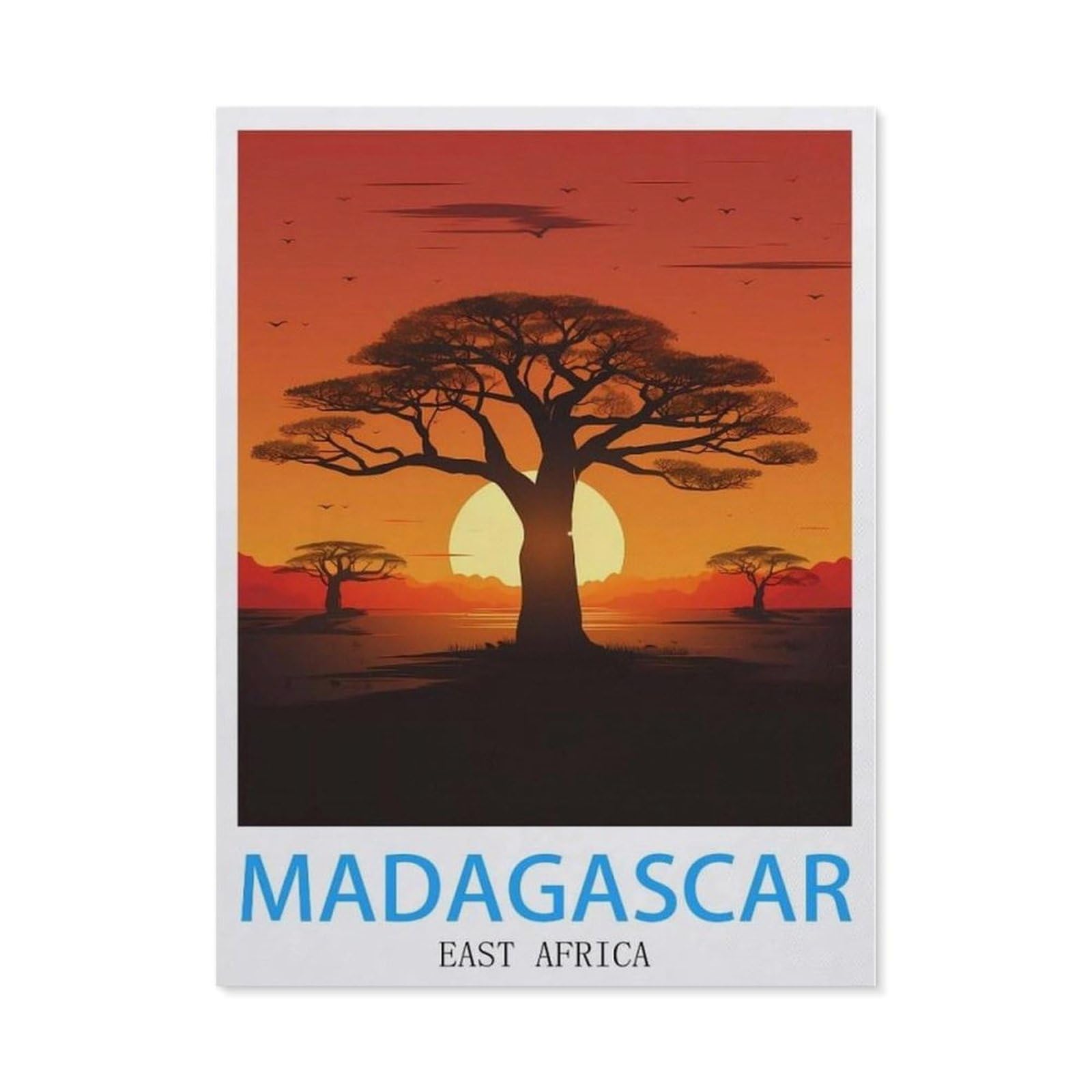 Beayodkp （50 X 60 Cm/19.68 X 23.62 Inches） 5D Diamond Painting Set For Adults And Children，Madagascar East Africa Vintage Travel Posters，Diy Diamond Crystal Rhinestone Embroidery Painting-Cc52