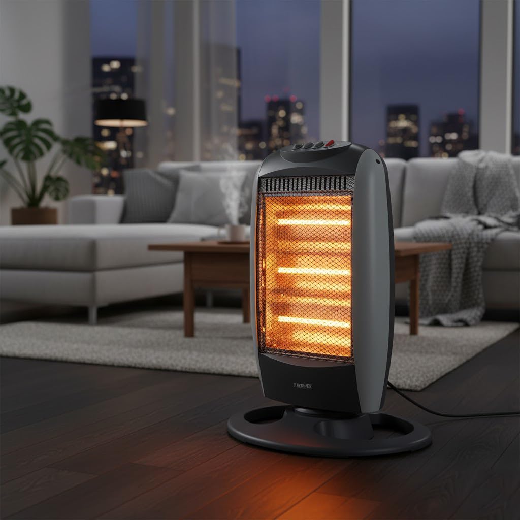 Suinga STUFA ALLOGENA 400W - 800W - 1200W. Sistema di sicurezza anti-ribaltamento. 3 impostazioni di temperatura. Manico per il trasporto