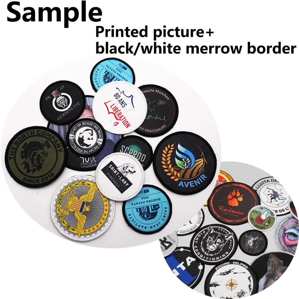 Patch Stampa Immagine Personalizzata, Toppe Tattiche Personalizzate da Ferro su per Abbigliamento, Giacche, Cappelli, Pettorine per Cani Aggiungi la Tua Foto/Logo - Rotonda - 50 Pezzi