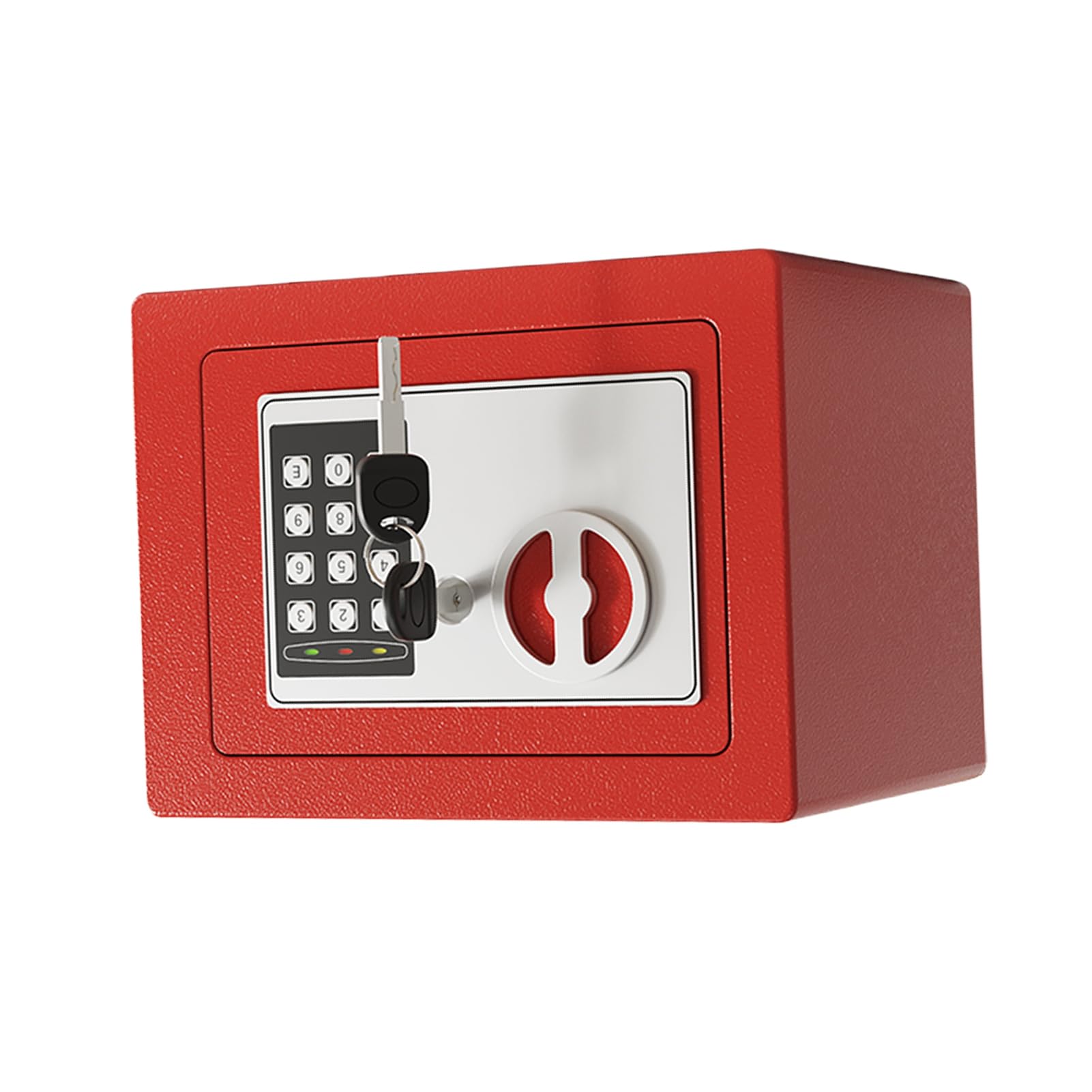 Mini Caja Fuerte de Metal Ignífuga, Cajas Fuertes para el Hogar, Caja Impermeable Ignífuga, con Teclado y 2 Llaves de Repuesto, Seguridad Digital para Dinero, Joyas, Documentos de (Roja)
