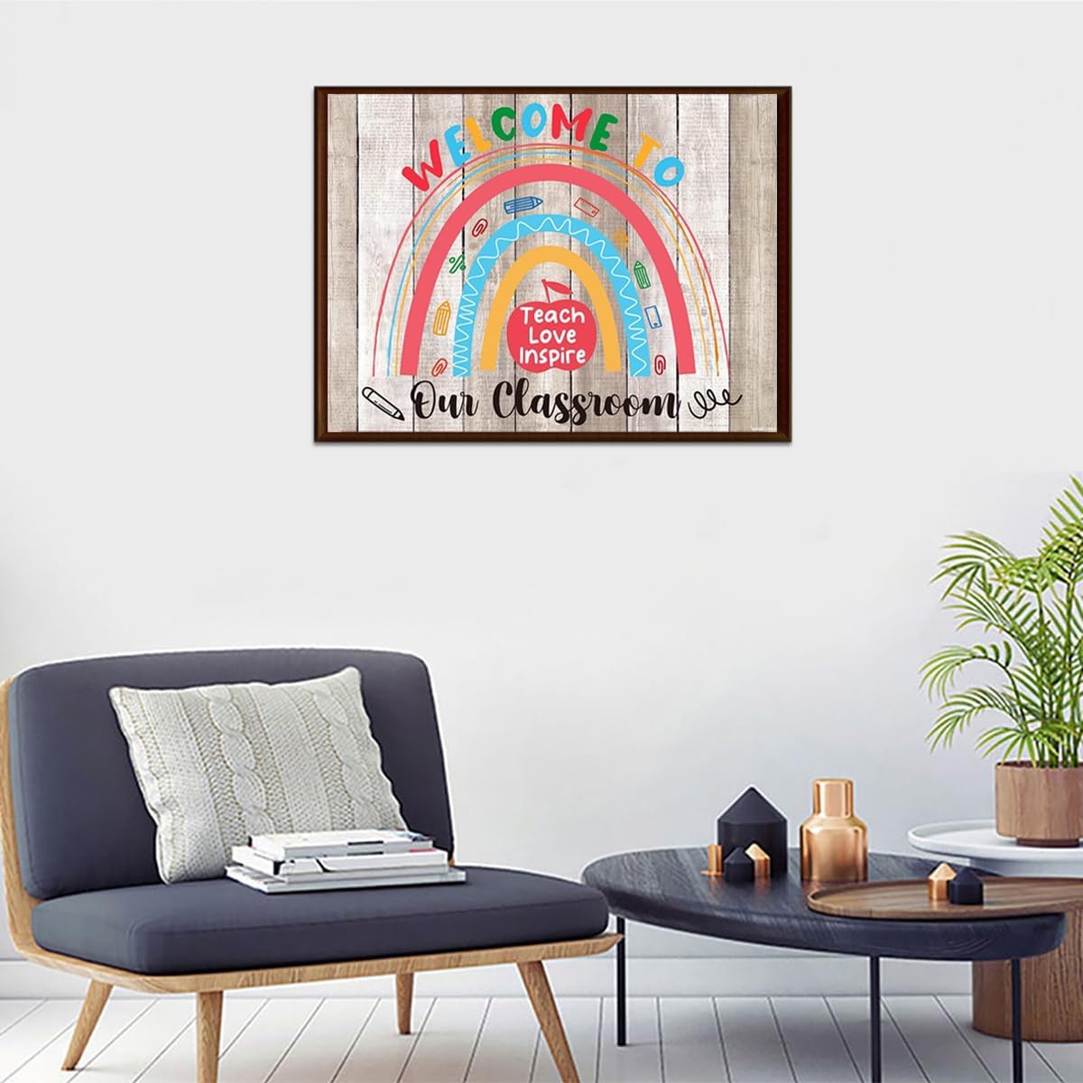 UPABLUNSO 5D Diamond Art Classroom Quote Teach Love Inspire Welcome to Our Classroom Teacher Diamond Painting Kits for Adults DIY Paint by Number for Home Recreation and Wall Decoration 12x16 inch
