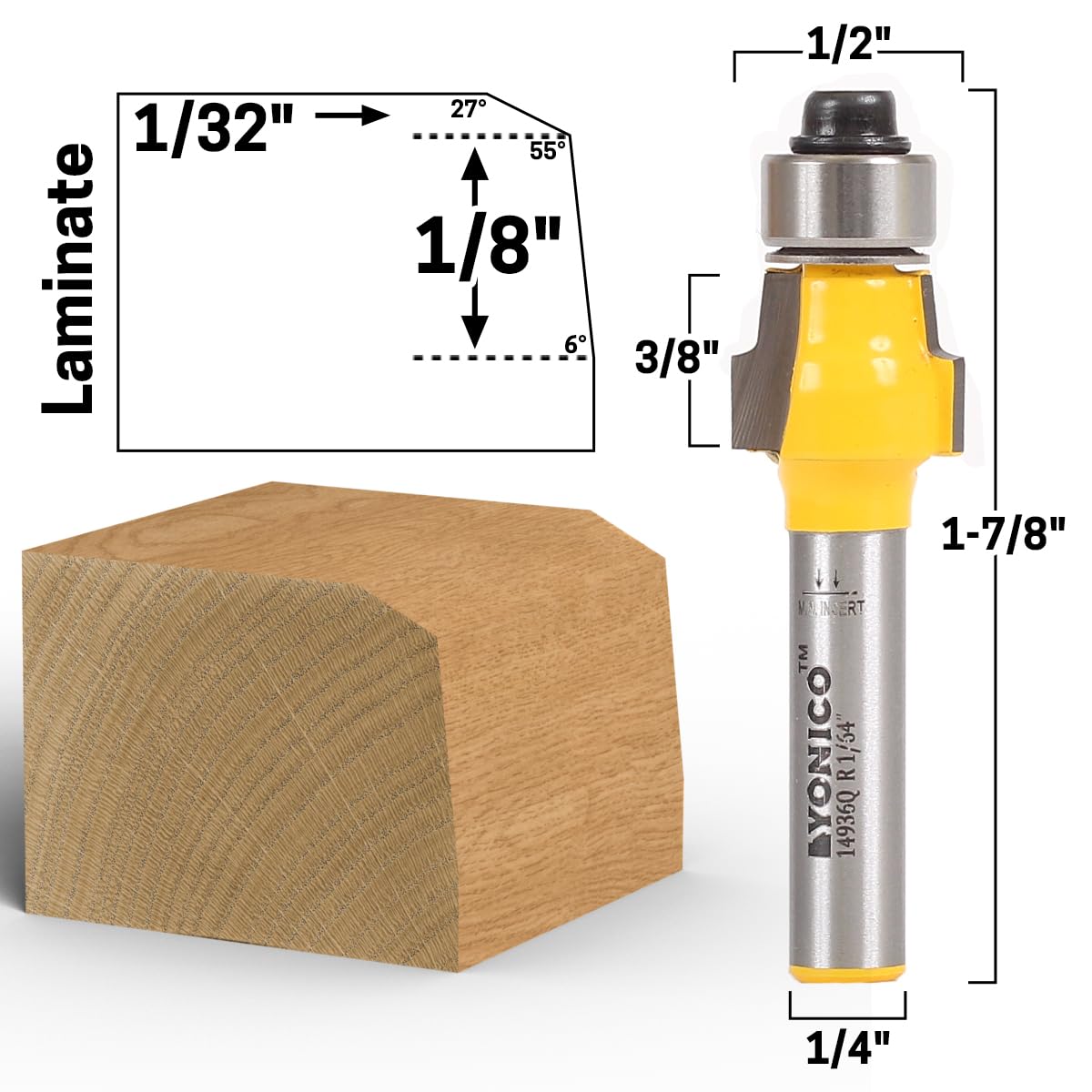 εïз の〜んびり εïз Yonico No File Laminate Trimmer Router Bits Micro Bevel 1/4