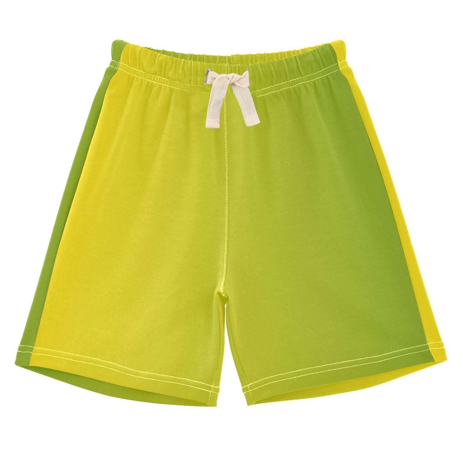 J JOYSAY Yellow Moss Green Gradient Toddler Baby Boy Shorts Pull-On Shorts with Drawstring Elastic Waist Toddler Kids Pants for 5T Boys Kids