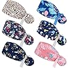 6-Pieces-Scrub-Caps-with-Buttons-Ponytail-Holder-and-Sweatband-Adjustable-Ribbon-Tie-Ponytail-Hats-Bouffant-Turban-Hats-Colorful-Printed-Beanie-Long-Hair-Covers-for-Women 6 Pcs Scrub Caps Women Nursing Hats with Buttons Adjustable Bouffant Nurse Ponytail Holder Turban Patterns