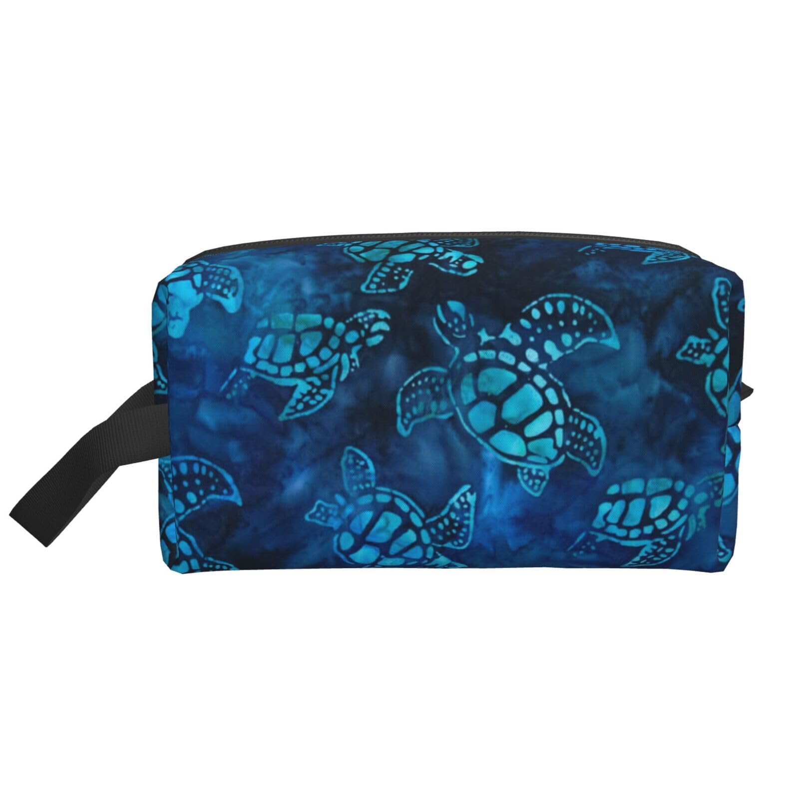 Ercgad Unisex White Sea Turtle-Blue Print Large Capacity Travel Toiletry Bag Cosmetic Pouch Daily Storage Makeup Case