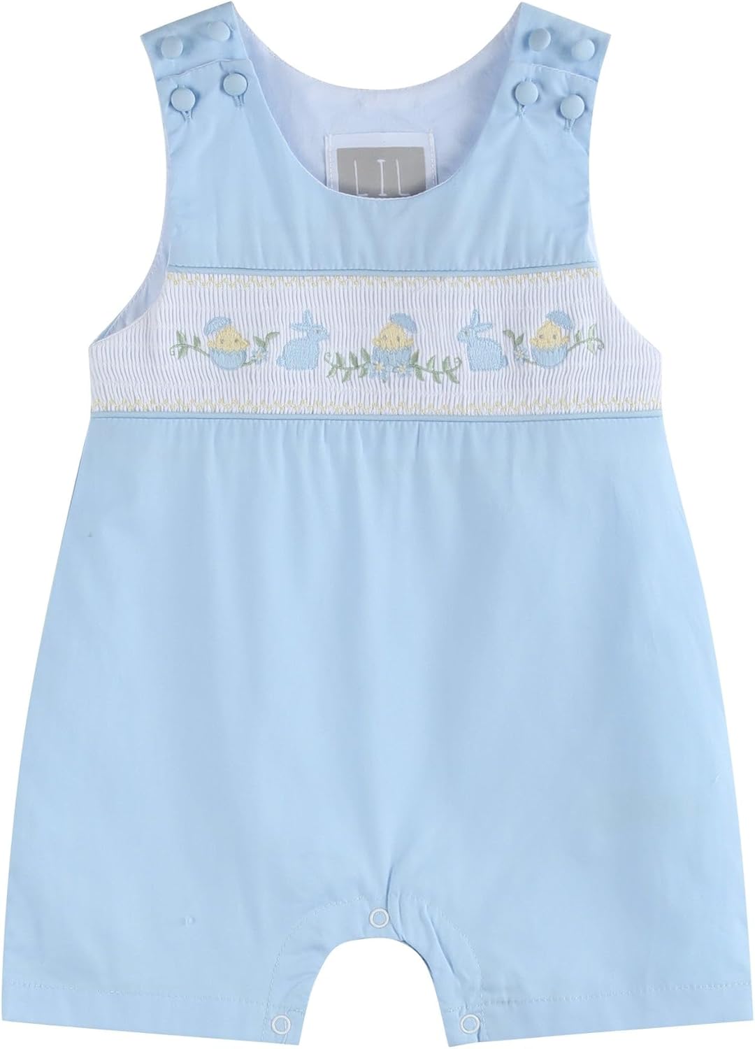 Lil cactus Baby Boys Smocked Shortalls Cotton Bunny Chick Jon Jon Romper Toddler Spring Summer Outfit with Snaps Gift Wear