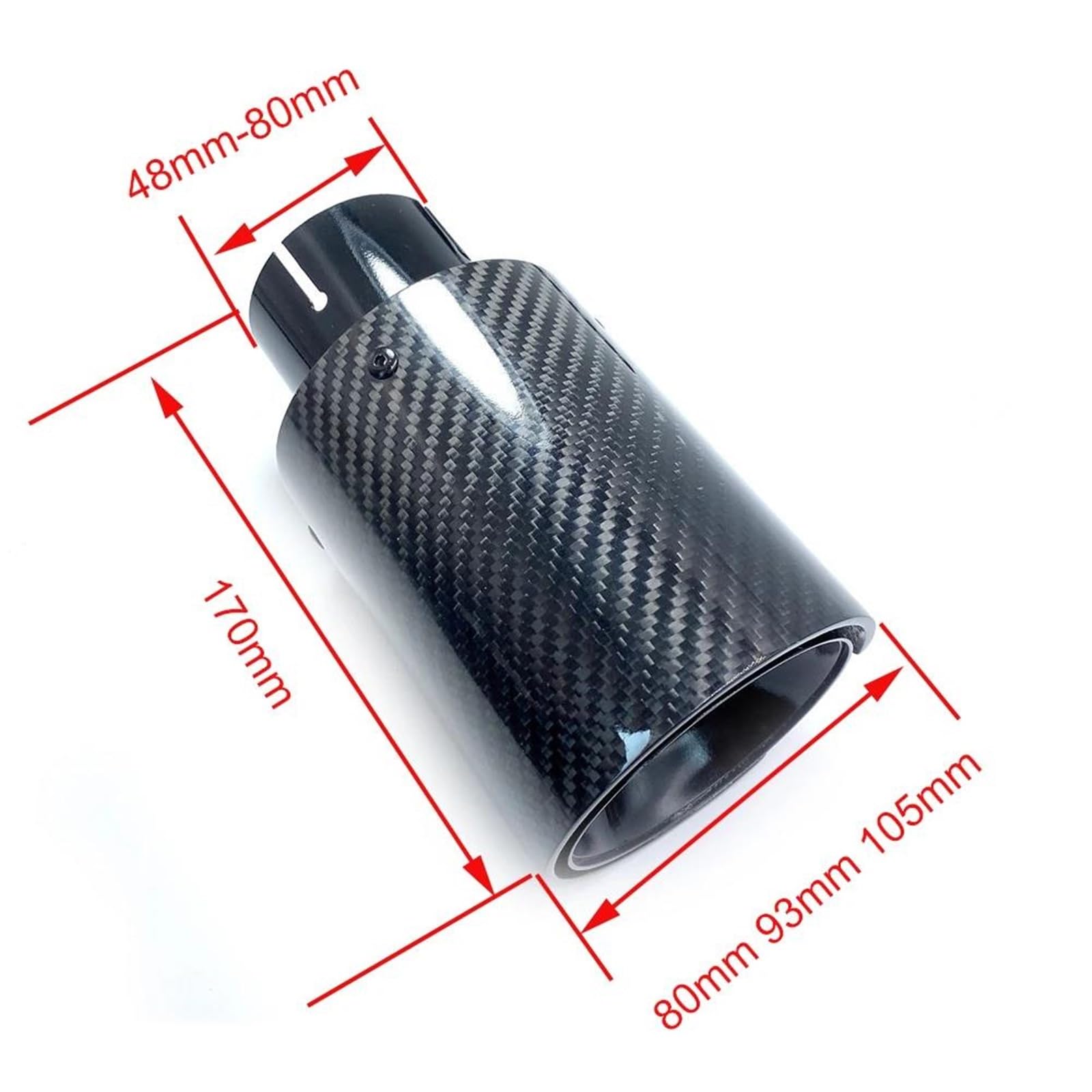 1 Pezzo di Punta per Marmitta di Scarico Posteriore Nera Lucida da 170 Mm di Lunghezza per Marmitta Universale per BMW Terminale di Scarico per Auto(in 67MM-out 93MM)