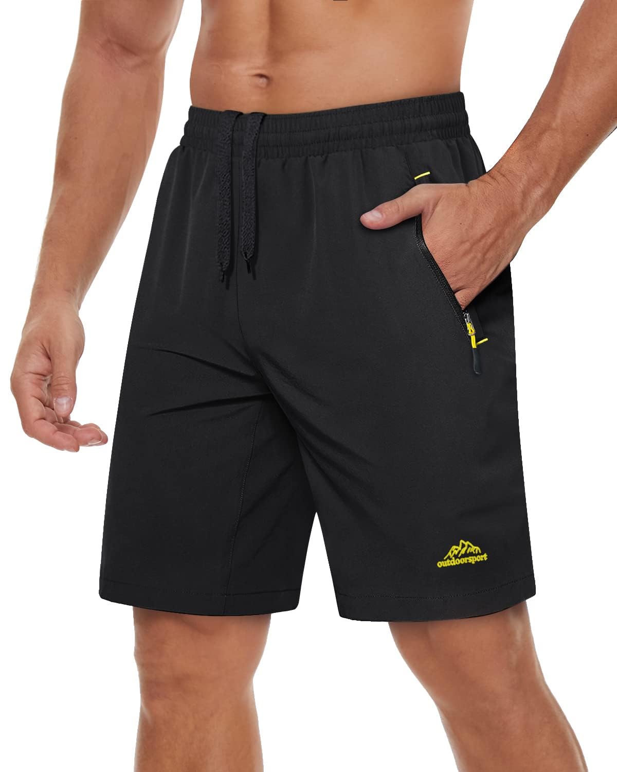 – Men's Quick-Drying Training Shorts, Running Shorts, Breathable Sports Shorts with Zip Pockets