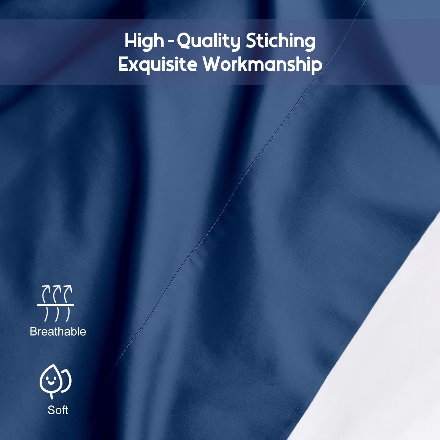 Juego de 4 fundas de almohada Oxford 100% algodón egipcio, 400 hilos, suaves y frescas, calidad de hotel (75 cm x 150 cm), paquete de 4 fundas de almohada para dormitorio, color azul marino sólido