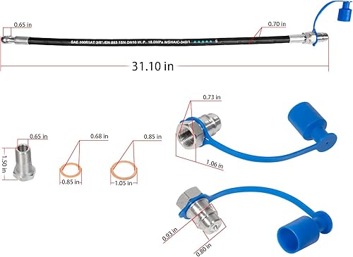 Miniatura 8 de Reemplazo universal para enlace superior hidráulico Cat. 1-1 con bloque de bloqueo 20 78" - 31 78" con 2 mangueras y una válvula de doble control,