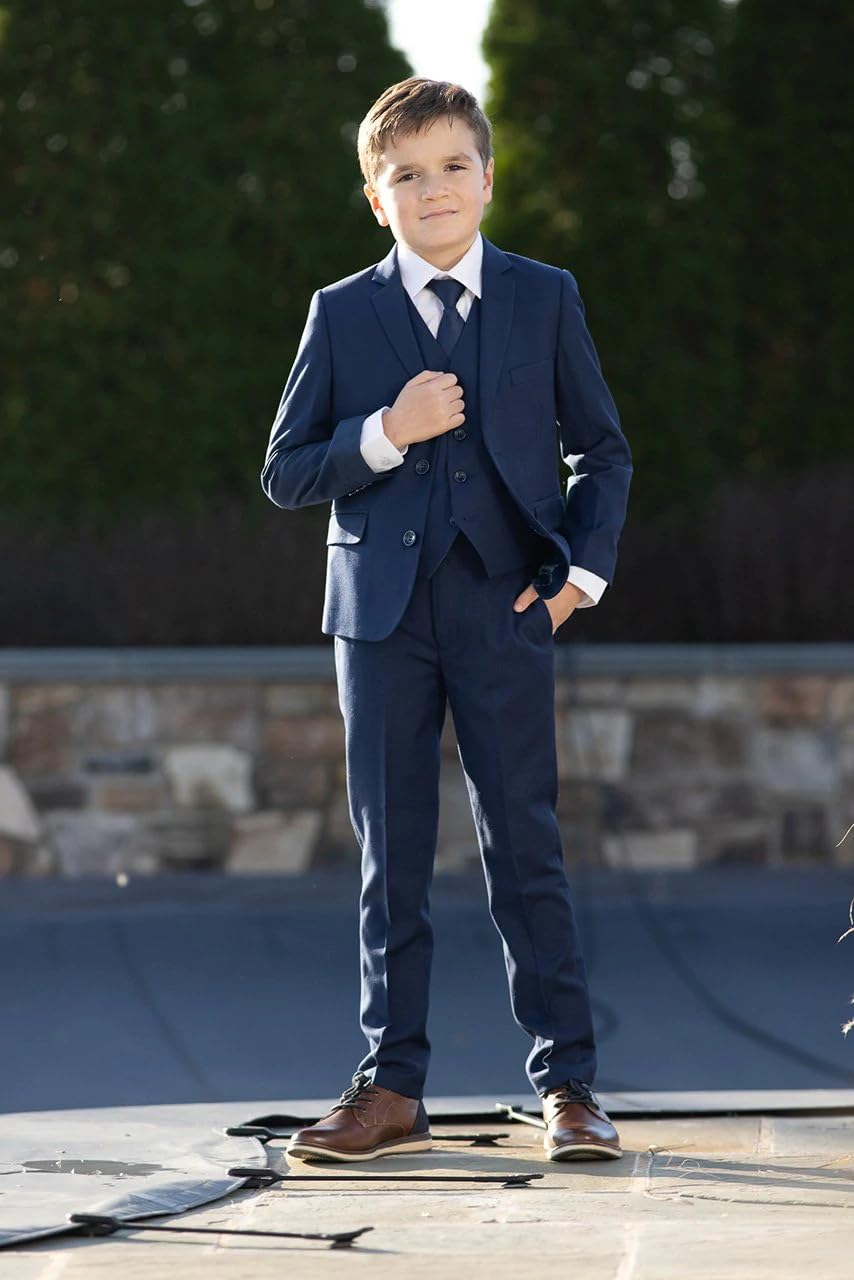 Niño Traje de Tres Piezas Chaqueta de Dos Botones Chaleco de Un Solo Pecho Pantalón para Uniforme Escolar Formal