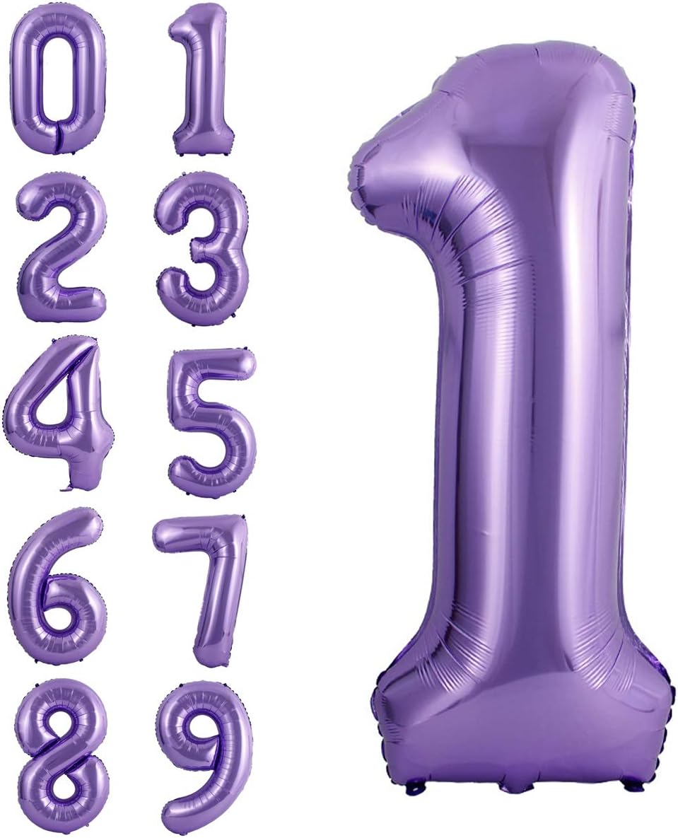 40 Inch Large Purple Balloon Number 1 Balloon Helium Foil Mylar Balloons Party Festival Decorations Birthday Anniversary Party Supplies