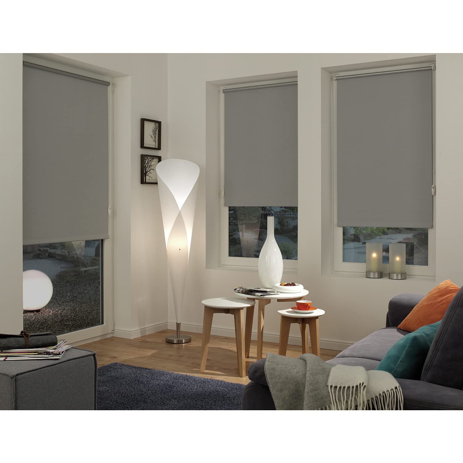 GARDINIA EASYFIX Store Enrouleur Thermique avec Dos Thermique à Clipser ou à Coller, Réflexion Lumineuse Maximale, Économie d'Énergie, Opaque, Kit de Montage Inclus, Gris, 100 x 210 cm (l x H)