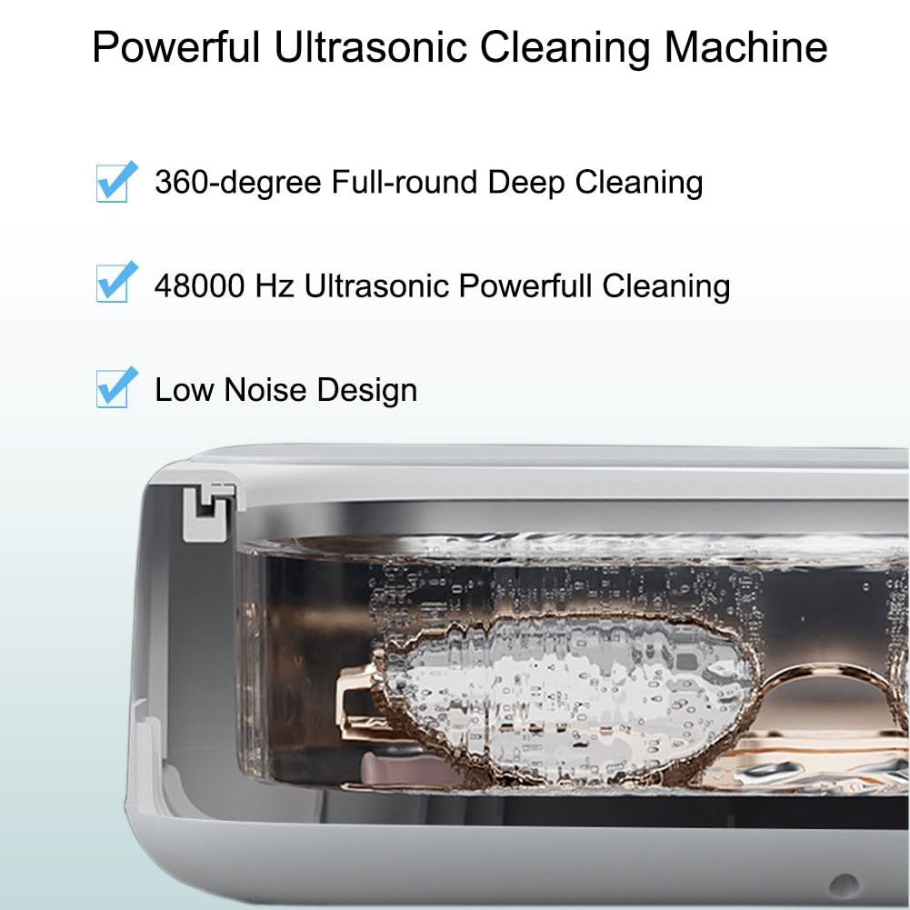 Ultrasonic Glasses Cleaner 640ML Ultrasonic Jewelry Cleaner for All Jewelry Ring Gold Silver Cleaner 48KHz Powerful Eyeglass Cleaner Machine Dental Clean Pod Sonic Cleaner