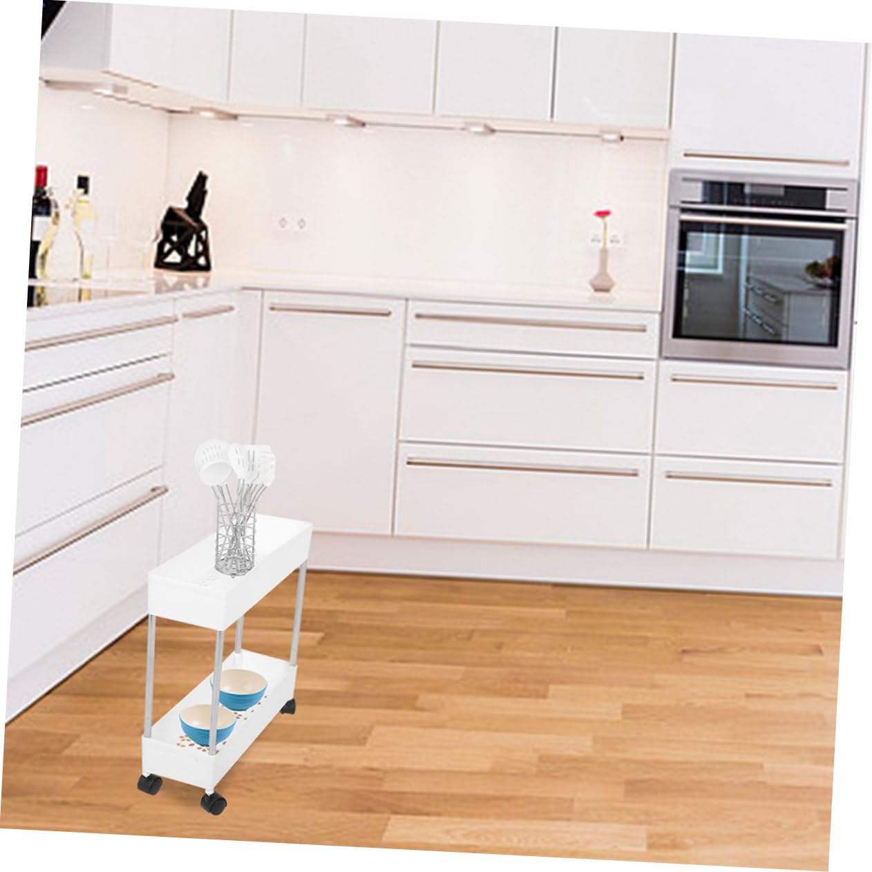 Chariot de Rangement à roulettes Mobile et Pratique avec Plusieurs Niveaux Étagères pour Organisation Facile Maison