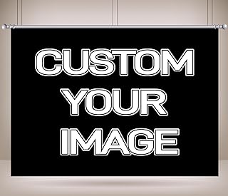 BELECO 5x5ft Fabric Custom Backdrop Customized Backdrop with Picture Logo Text Customize Your Design Personalized Background Banner for Party Decor Birthday Wedding Festival Photoshoot Props