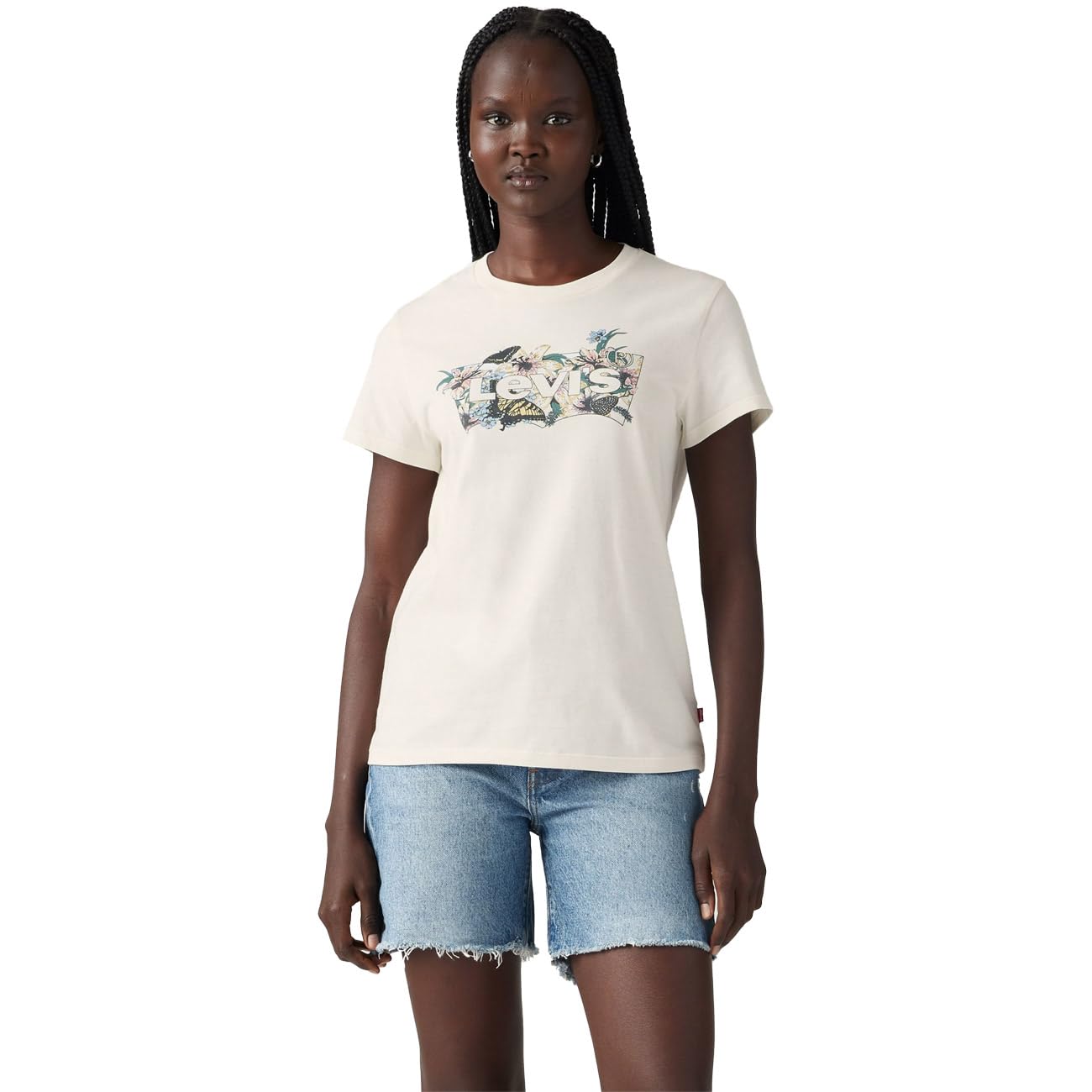 Levi's The Perfect Tee Women's Batwing Logo T-Shirt, Lily Bw Fill Egret, L